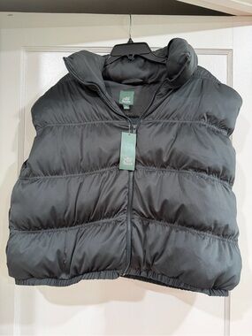 wild fable Black Quilted Vest with Logo Tag XL